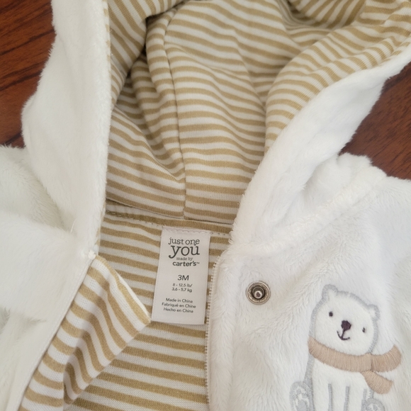 Carter's One Piece Jumpsuit Size 3 Months White & Tan NWOT - Picture 5 of 7